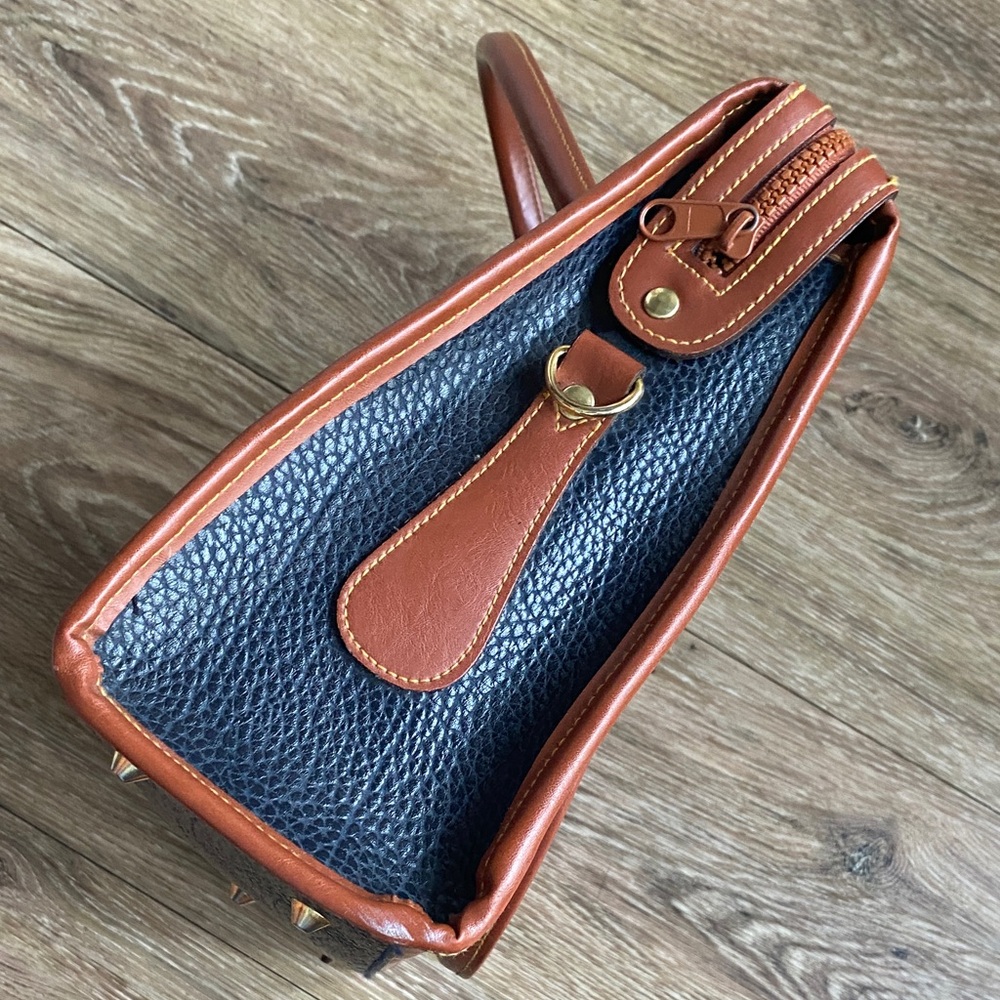 Dooney & Bourke Black and Brown Pebbled Leather Satchel - Picture 14 of 15